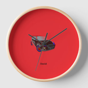 Red Minimalistic Custom Photo Name Personalized Clock