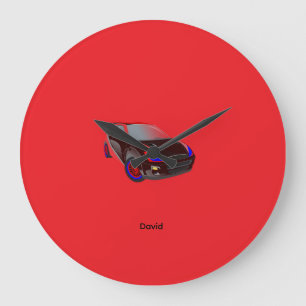 Red Minimalistic Custom Photo Name Personalized Large Clock