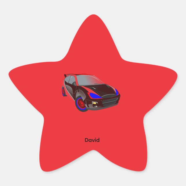 Red Minimalistic Custom Photo Name Personalized  Star Sticker (Front)