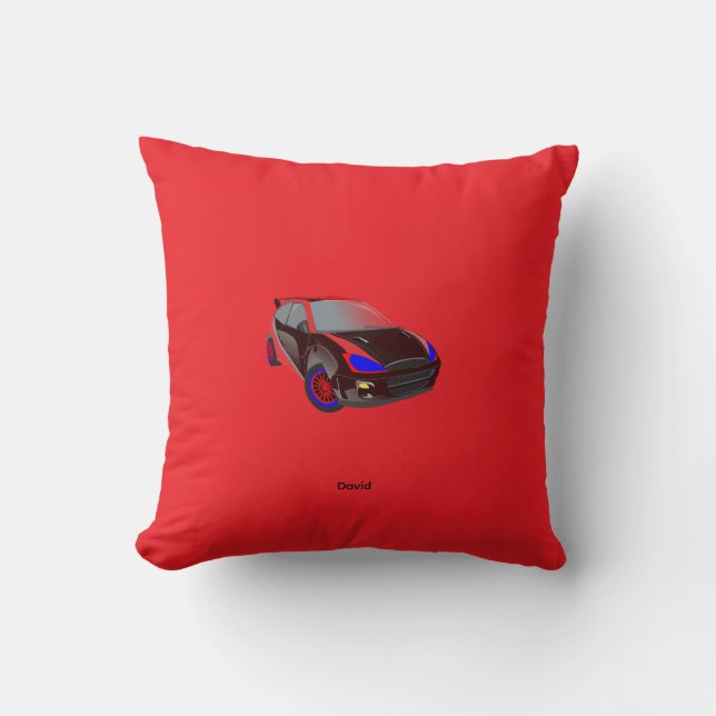 Red Minimalistic Custom Photo Name Personalized  Throw Pillow (Front)