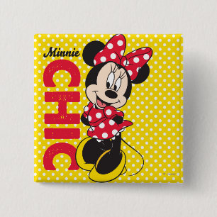 Red Minnie   Chic 2 Inch Square Button