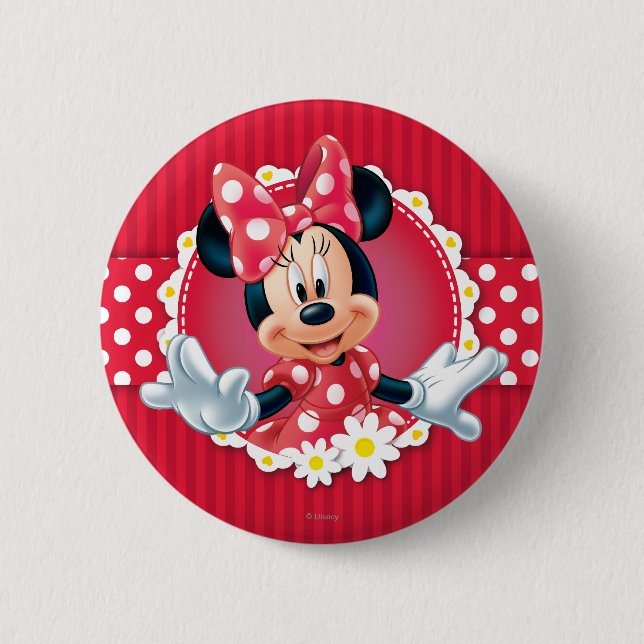 Red Minnie | Flower Frame 2 Inch Round Button (Front)
