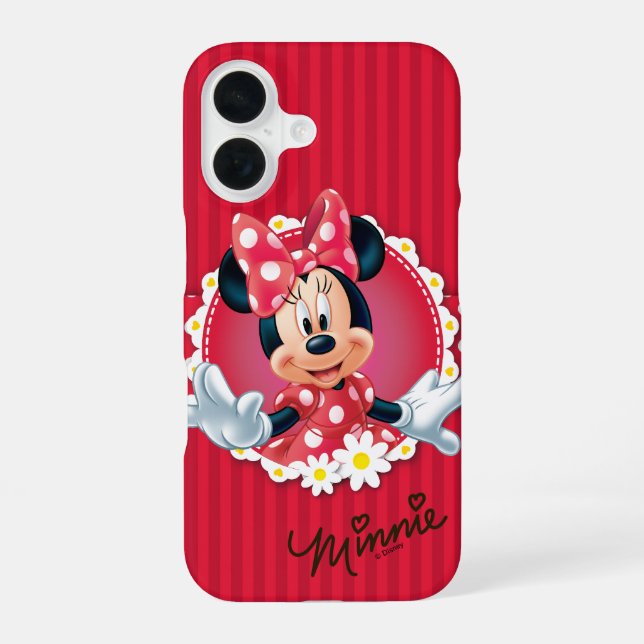 Red Minnie | Flower Frame iPhone 16 Case (Back)