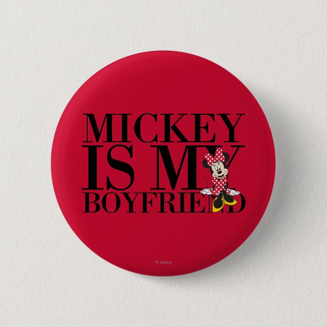 Red Minnie | Mickey is My Boyfriend 2 Inch Round Button (Front)