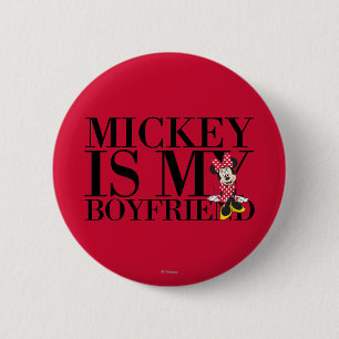 Red Minnie   Mickey is My Boyfriend 2 Inch Round Button