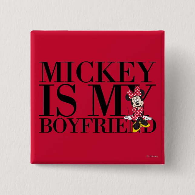 Red Minnie | Mickey is My Boyfriend 2 Inch Square Button (Front)