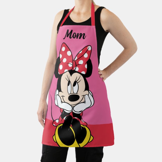 Red Minnie Mouse | Head In Hands Personalized Apron (Insitu)