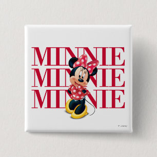 Red Minnie   Name 2 Inch Square Button