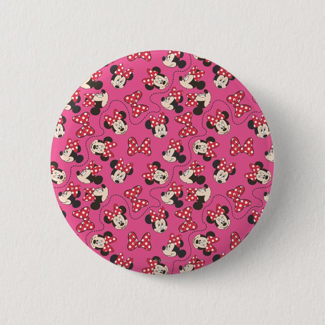 Red Minnie | Pink Pattern 2 Inch Round Button (Front)