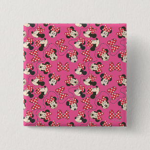 Red Minnie   Pink Pattern 2 Inch Square Button