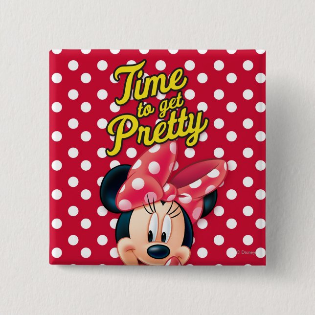 Red Minnie | Pretty 2 Inch Square Button (Front)