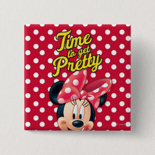 Red Minnie   Pretty 2 Inch Square Button