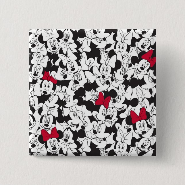 Red Minnie | Red Bow Pattern 2 Inch Square Button (Front)