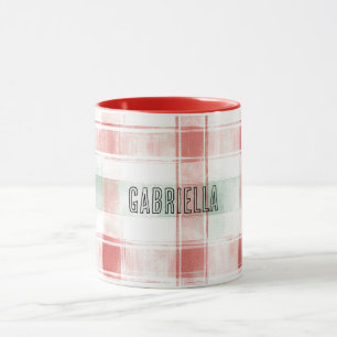 Red Mint Peppermint Mocha Plaid Stripes Christmas Mug