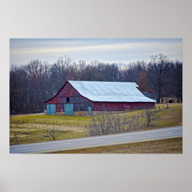 Red Mississippi Barn at Dawn Poster (Front)
