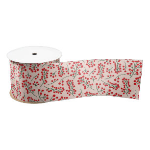 Red Mistletoe Berries Christmas Satin Ribbon