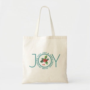 Red Mistletoe Joy Custom Template Tote Bag