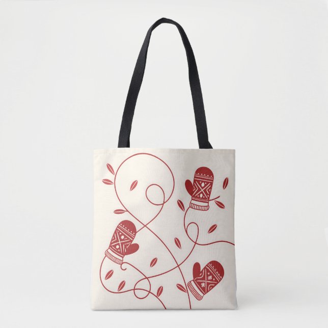 Red Mitten Tote Bag (Front)