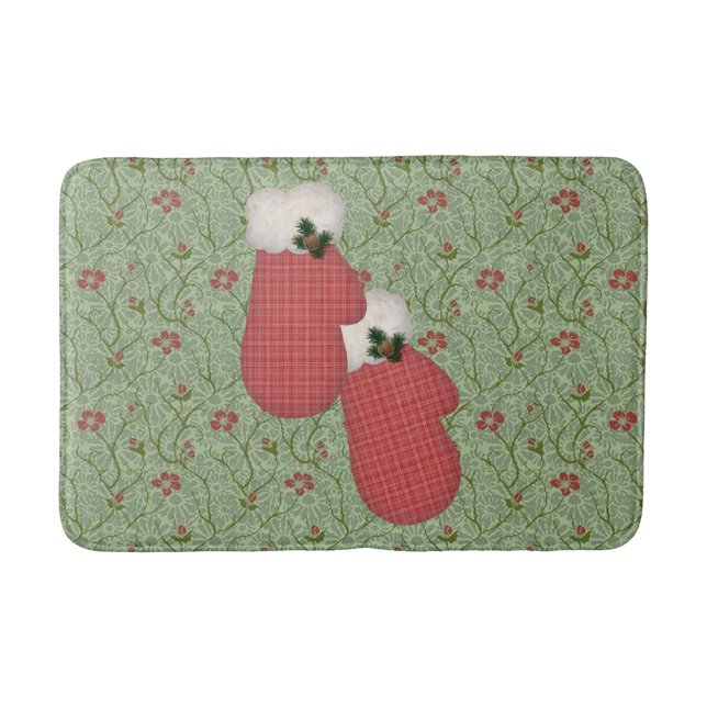 Red Mittens Christmas Bath Mat (Front)