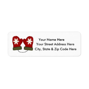 Red Mittens Christmas Return Address Labels