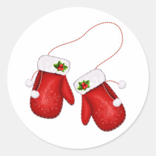 Red Mittens Classic Round Sticker