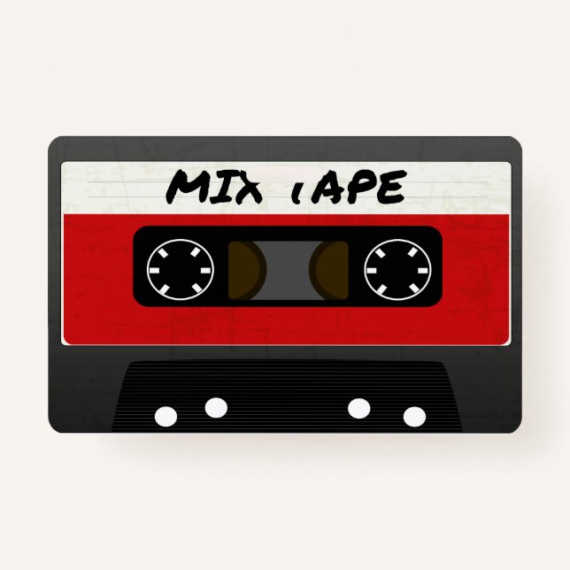 Red Mix Tape - 80s And 90s Retro Inspired Gift Badge (Front)