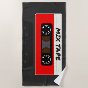Red Mix Tape - 80s And 90s Retro Inspired Gift Beach Towel