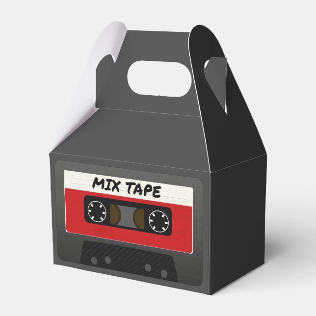 Red Mix Tape - 80s And 90s Retro Inspired Gift Favor Box (Back Side)
