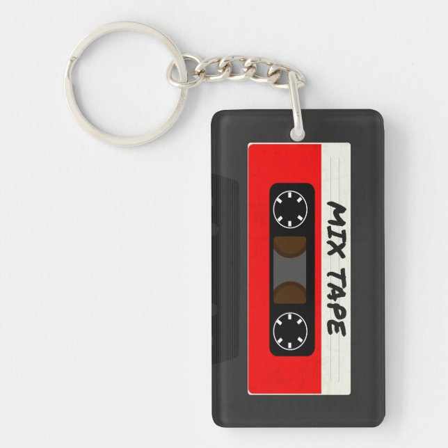 Red Mix Tape - 80s And 90s Retro Inspired Gift Keychain (Front)