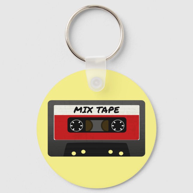 Red Mix Tape - 80s And 90s Retro Inspired Gift Keychain (Front)