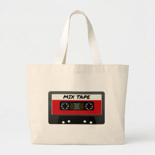 Red Mix Tape - 80s And 90s Retro Inspired Gift Large Tote Bag