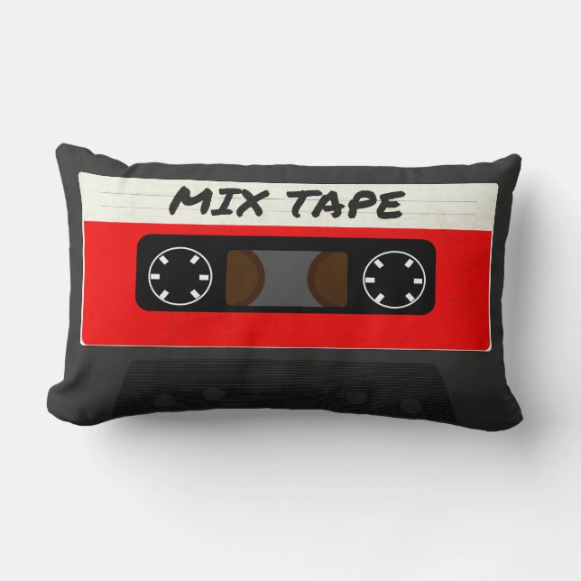 Red Mix Tape - 80s And 90s Retro Inspired Gift Lumbar Pillow (Front)