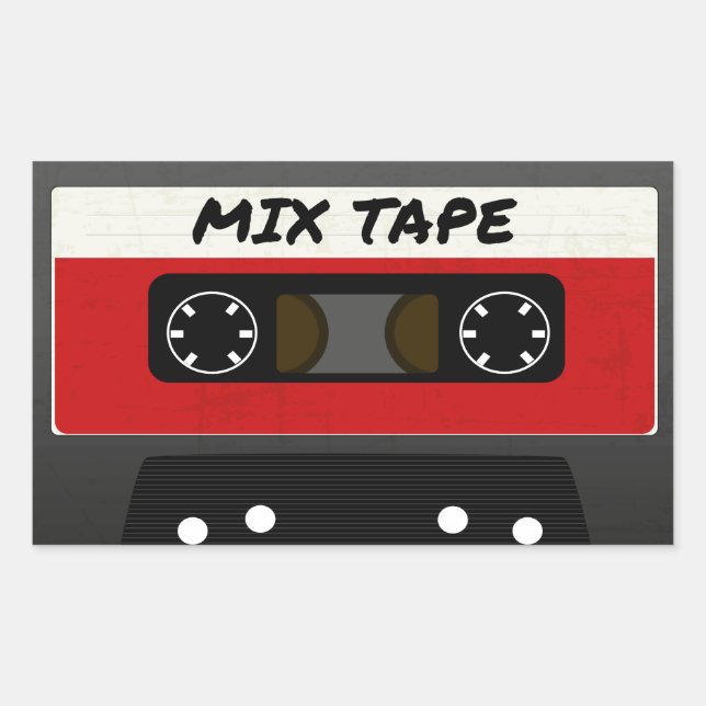 Red Mix Tape - 80s And 90s Retro Inspired Gift Sticker (Front)