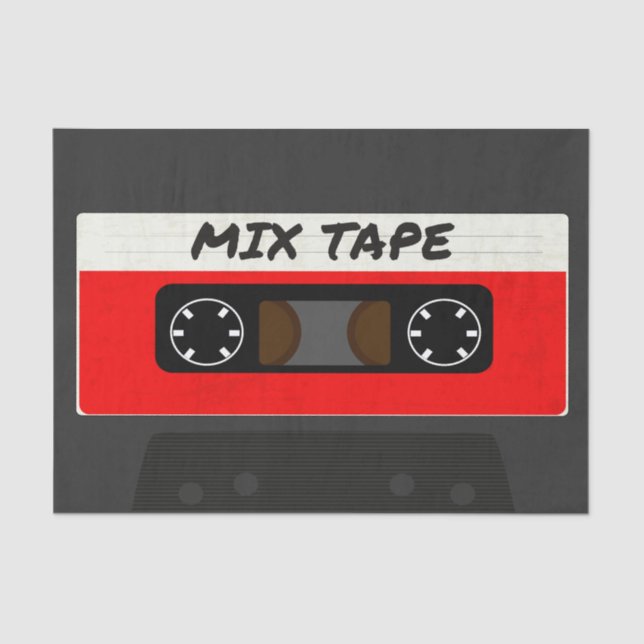 Red Mix Tape - 80s And 90s Retro Inspired Gift Tissue Paper (Front)