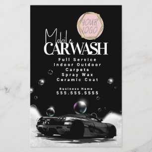 Red Mobile Car Wash Detailing Logo Flyer
