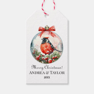 Red Mockingbird Winter Landscape Gift Tags