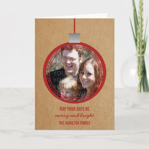 Red Mod Ornament Holiday Photo Card