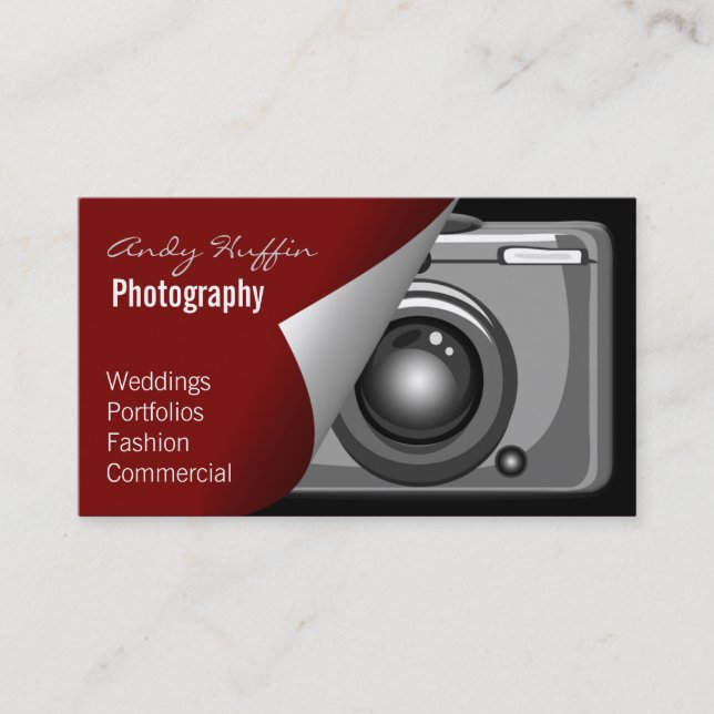 red Mod Photoraphy, camera Business Card (Front)