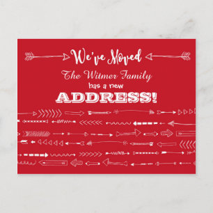 Red Modern Arrows Doodles Moving Announcement