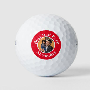 Red Modern Best Dad Ever add Photo   name Golf Bal Balls