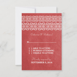 Red Modern Bohemian RSVP Card
