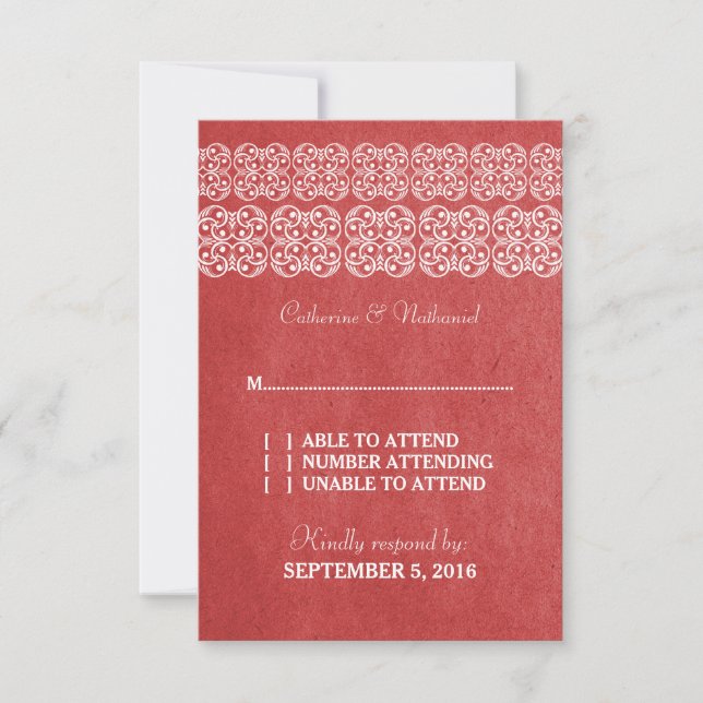 Red Modern Bohemian RSVP Card (Front)