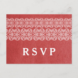 Red Modern Bohemian RSVP Postcard