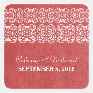 Red Modern Bohemian Wedding Stickers