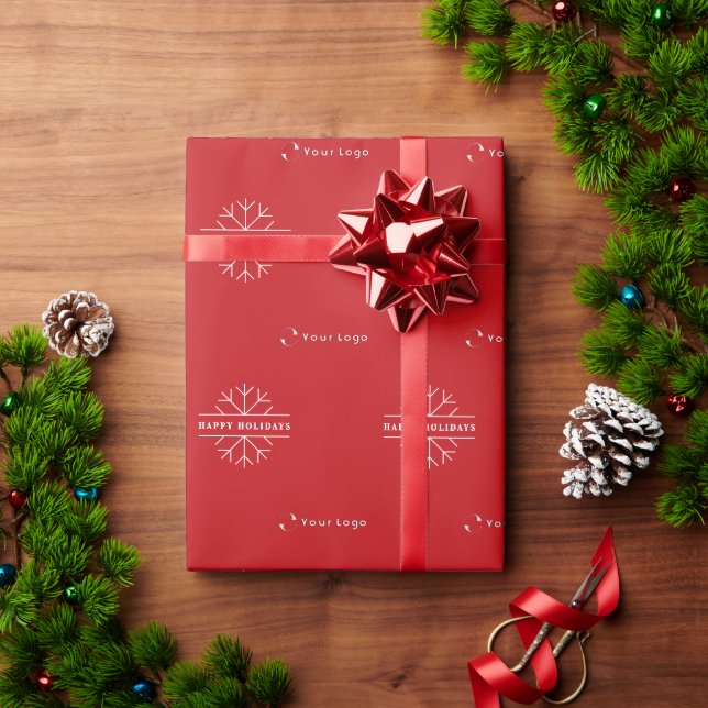 Red Modern Christmas Business Logo Company Sp Wrapping Paper (Holiday Gift)