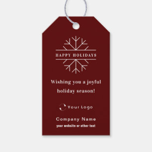 Red Modern Christmas Business Logo QR code Chic Gift Tags