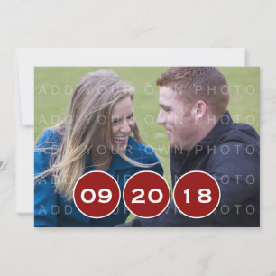 Red Modern Circles Photo Save the Date Invite
