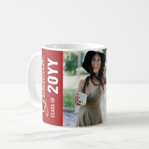 Red Modern Classic Photo Graduation Party Coffee Mug