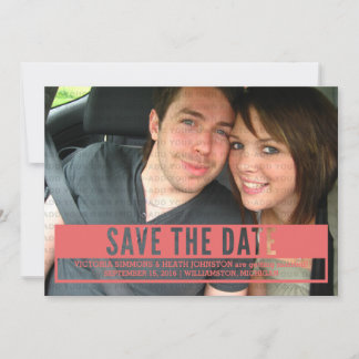 Red Modern Cut Out Save the Date Invite