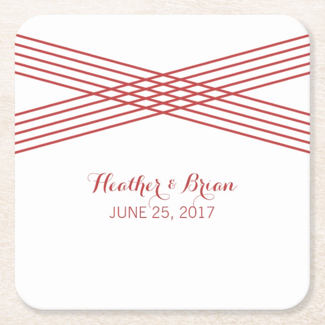 Red Modern Deco Paper Coasters (Front)